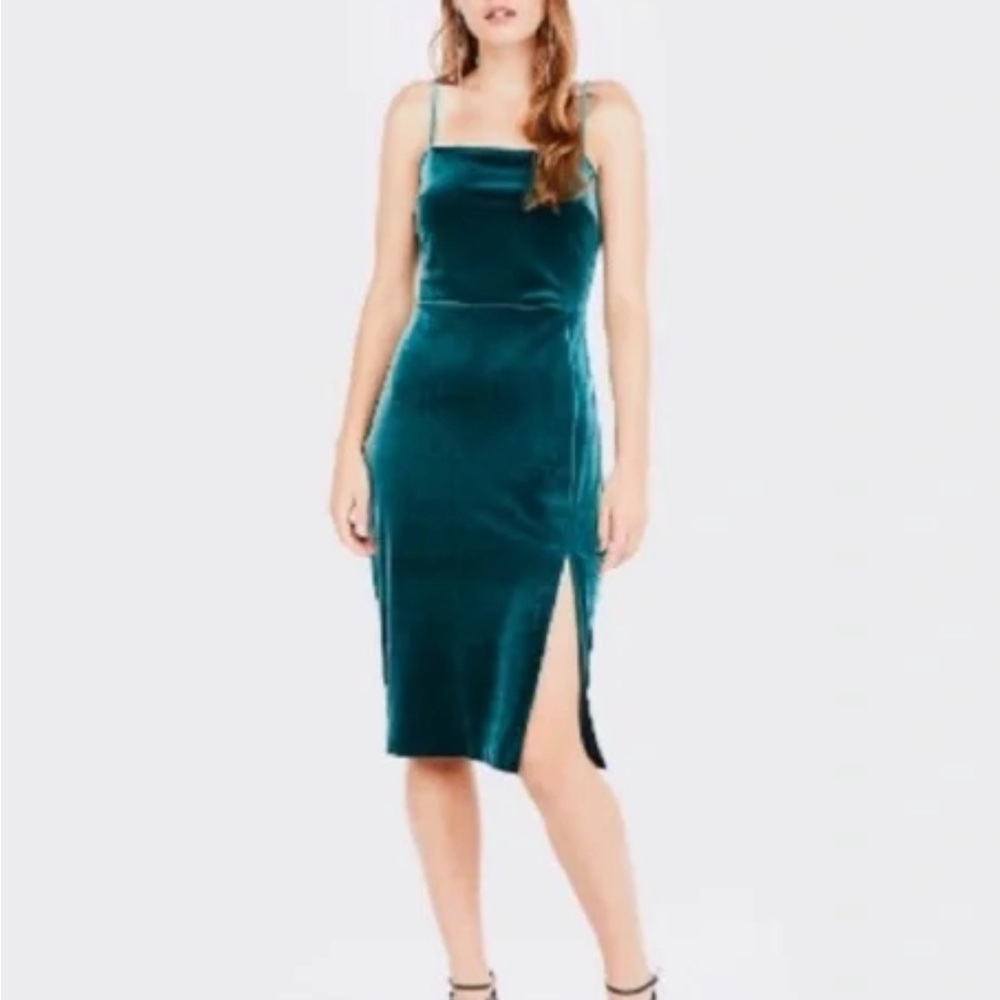 Express Green Velvet Midi BodyCon Dress (M)